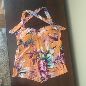 Liz Claiborne Halter Tankini Top Sunset Floral Sz 8